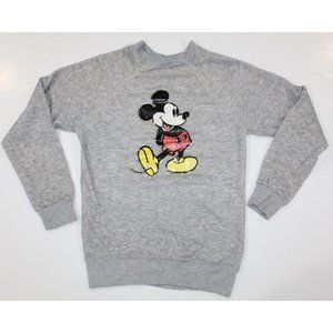 Vtg 60s 70s Disney Mickey Mouse Crewneck Gray Sportswear USA Sweatshirt Small